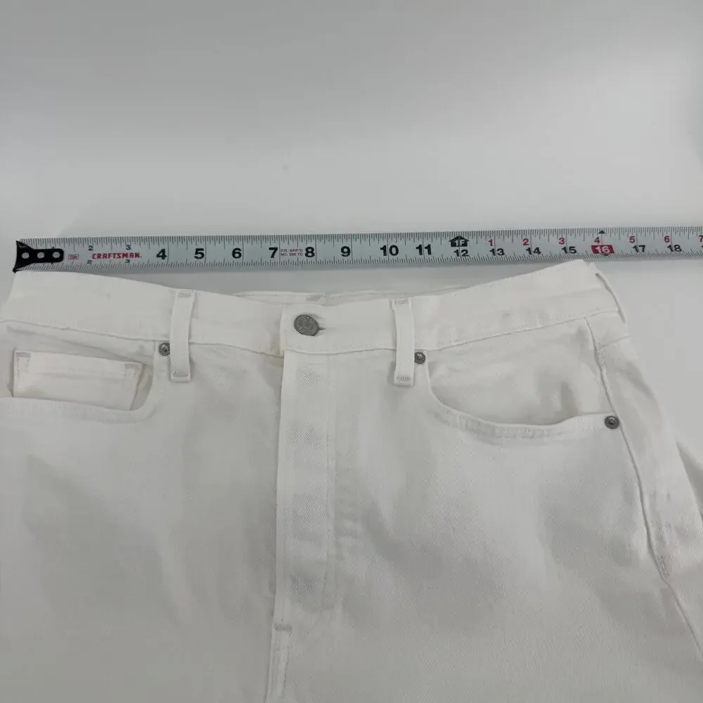 Frank & Eileen Monaghan Mom Jean Sz 32 White Denim Frayed Hem Straight Leg USA - Picture 9 of 13